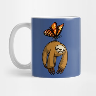 Lazy Sloth And Butterfly Funny Forest Nature Mug